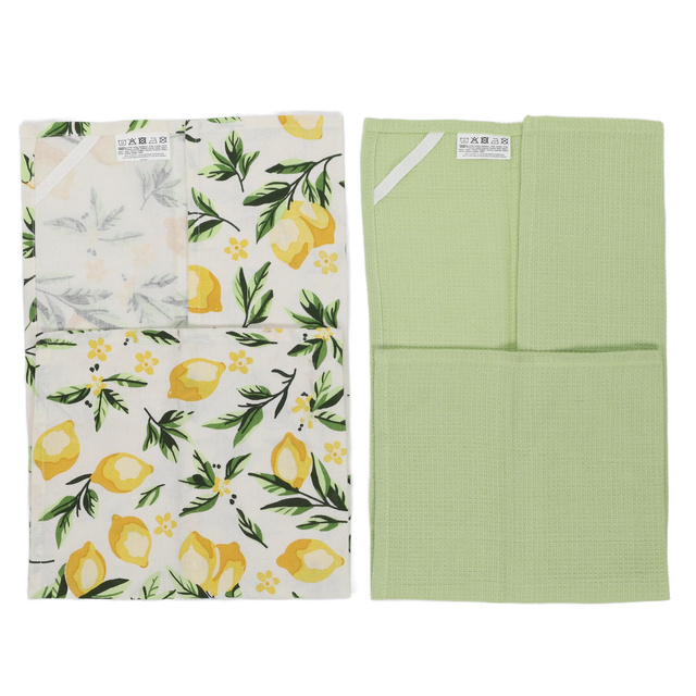 Zestaw ręczników kuchennych z bawełny, wzór w cytryny, 70 x 45 cm