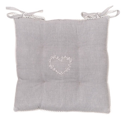 Pikowana poduszka na krzesło CONSTANCE, bawełniana, wiązana, 40 x 40 cm