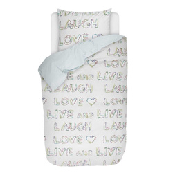 Kolorowy komplet pościeli z bawełny perkalowej z napisami, 140 x 220 cm, Esprit,