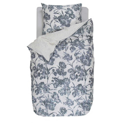 Pościel z satyny bawełnianej w malowane niebieskie kwiaty, 155 x 220 cm, Esprit