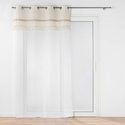 Firany na przelotkach z jutowym dekorem i frędzlami JANARA, 140 x 240 cm