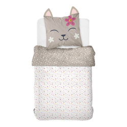 Pościel dziecięca 140x200 cm LAZY MORNING, bawełniana, poszewka z uszkami