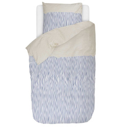 Komplet pościeli z bawełny satynowej we wzory w kolorze niebieskim i beżowym, 140 x 220 cm,  Esprit