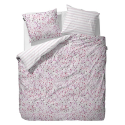 Pościel z satyny w kropki w kolorze różowym, Essenza, 155 x 220 cm