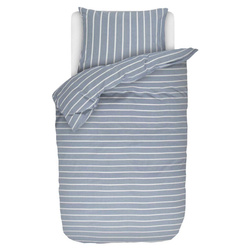Ozdobna pościel z bawełny 100% w kolorze niebieskim, poszewki dekoracyjne, pościel w paski, Esprit, 140 x 220 cm