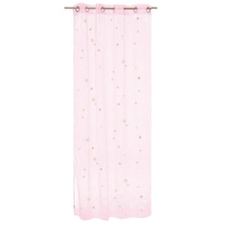 Firana dla dzieci złote gwiazdki, 140 x 250 cm, różowa