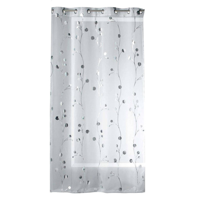 Firana biała w srebrny print CLOCHETTES, 140 x 240 cm