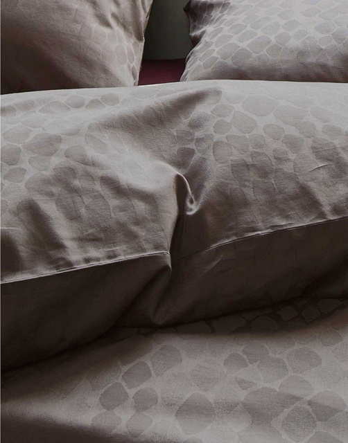 Komplet pościeli bawełny satynowej w odcieniu szarości, poszewki dekoracyjne z motywem zwierzęcym, Essenza, 200 x 220 cm