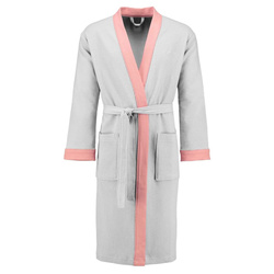 Damski szlafrok kąpielowy z kieszeniami, bawełniany z różowymi wstawkami, XL, Esprit