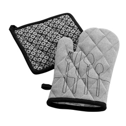 Rękawica kuchenna + podkładka CUISILINE, bawełna z recyklingu