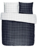 Pościel z satyny bawełnianej granatowo - biała, poszewka dekoracyjna, pościel w kratę, Essenza