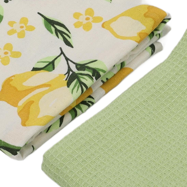 Zestaw ręczników kuchennych z bawełny, wzór w cytryny, 70 x 45 cm