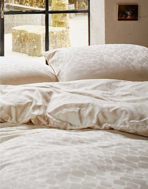 Komplet pościeli bawełny satynowej w odcieniu beżu, poszewki dekoracyjne z motywem zwierzęcym, Essenza, 200 x 220 cm