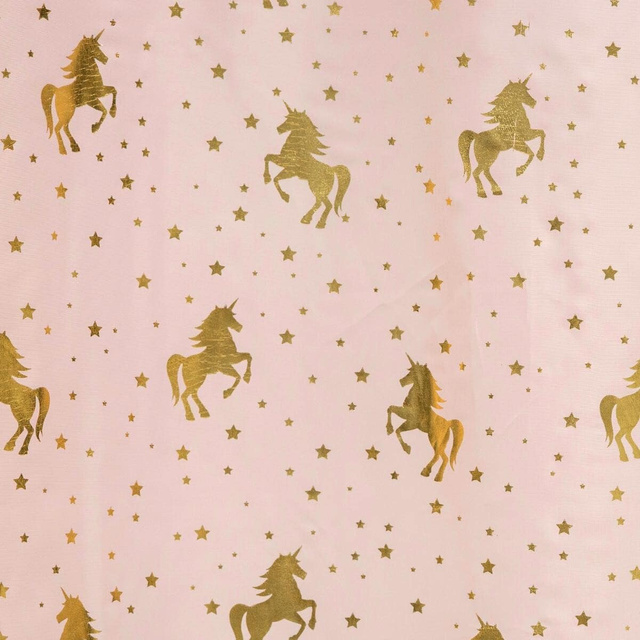 Firana dla dzieci UNICORN, różowo - złota, 140 x 250 cm