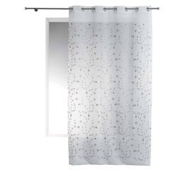 Firana na przelotkach PETIT FLEUR, 140 x 240 cm, biało - szara