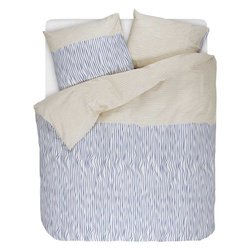 Komplet pościeli z bawełny satynowej we wzory w kolorze niebieskim i beżowym, 200 x 220 cm, Esprit