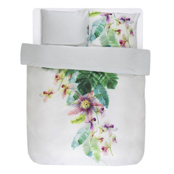 Bawełniany komplet pościeli satynowej, 100% bawełny - motyw egzotycznych kwiatów, 200 x 220 cm, Essenza