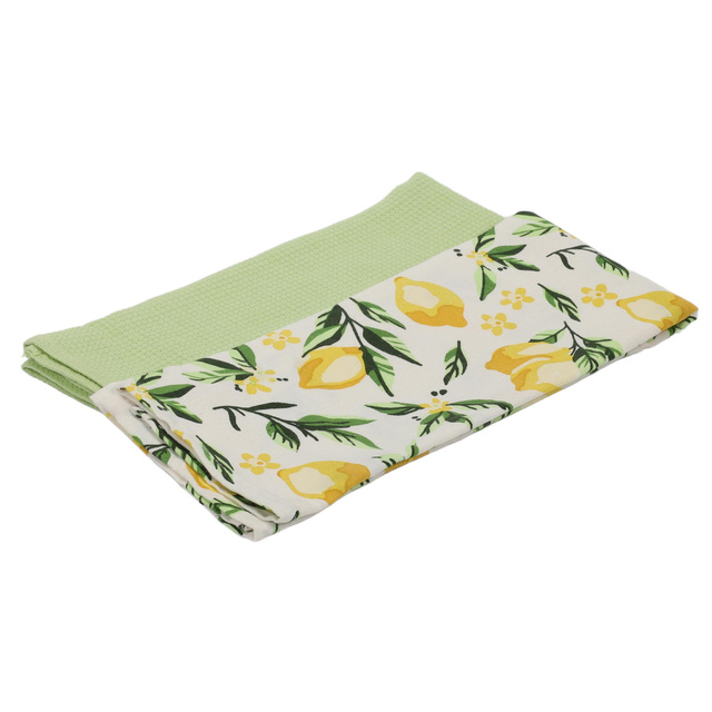 Zestaw ręczników kuchennych z bawełny, wzór w cytryny, 70 x 45 cm