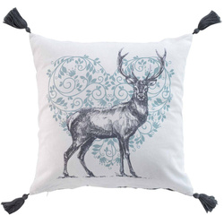 Ozdobna poduszka z chwostami i nadrukiem, 40 x 40 cm, bawełna