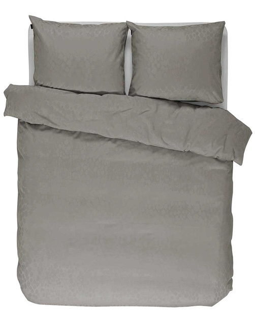 Komplet pościeli bawełny satynowej w odcieniu szarości, poszewki dekoracyjne z motywem zwierzęcym, Essenza, 200 x 220 cm