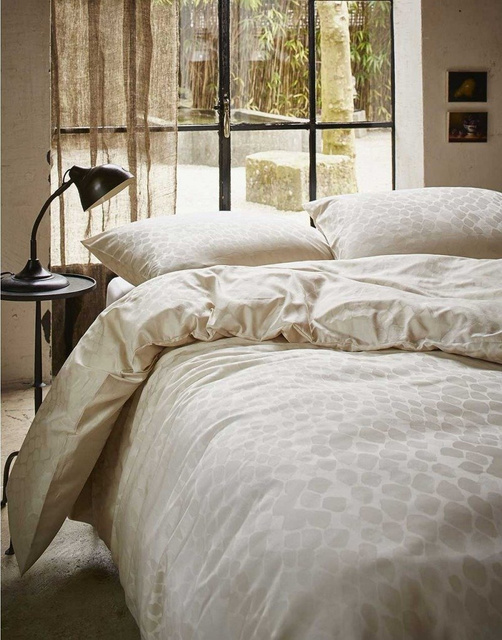 Komplet pościeli bawełny satynowej w odcieniu beżu, poszewki dekoracyjne z motywem zwierzęcym, Essenza, 200 x 220 cm