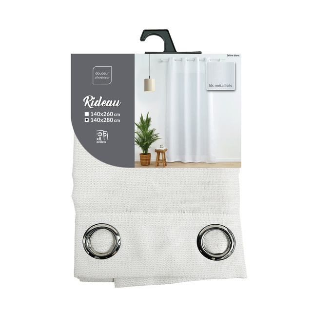 Zasłona z metaliczną nitką ZELINE, 140 x 280 cm