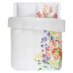 Komplet pościeli bawełnianej dla 2 osób, zestaw satynowych poszewek ozdobnych, 100% bawełna - motyw florystyczny, 200 x 220 cm, Essenza