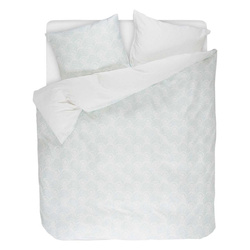 Komplet pościeli z bawełny satynowej we wzory w kolorze niebieskim, 200 x 220 cm , Esprit