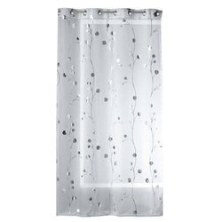 Firana biała w srebrny print CLOCHETTES, 140 x 240 cm