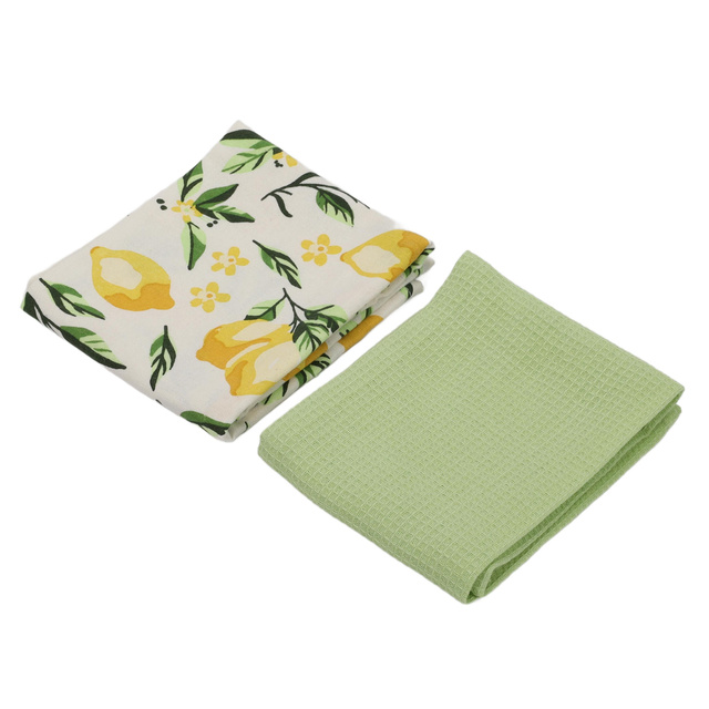 Zestaw ręczników kuchennych z bawełny, wzór w cytryny, 70 x 45 cm