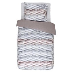 Komplet pościeli z bawełny satynowej w geometryczne wzory, szary, 140 x 220 cm, Esprit
