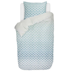 Ozdobna pościel z satyny bawełnianej we wzory w kolorze turkusowym, 140 x 220 cm, Esprit,